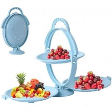 Foldable 3-ply Fruit Plate, Candy Dish, Creative Shape Folding Snack Rack Plastic Fruit Plate